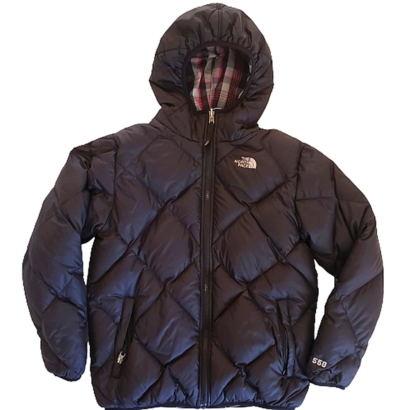 Northface Girls Black 550 Reversible Down Jacket